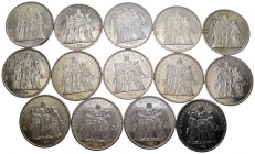 Francia. Lote de 14 piezas de 10 francos se plata franceses, 1965 (2), 1966 (2), 1967 (2), 1969 (2), 1970, 1972 (2), 1973 (3), 1975. A EXAMINAR. EBC/E...