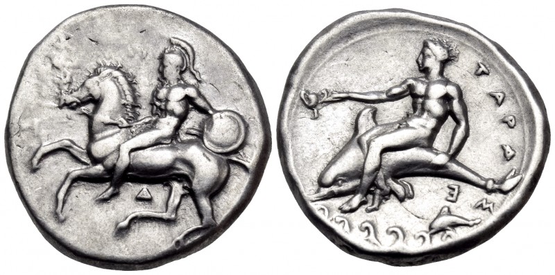 CALABRIA. Tarentum. Circa 344-340 BC. Nomos (Silver, 21 mm, 7.78 g, 2 h), struck...