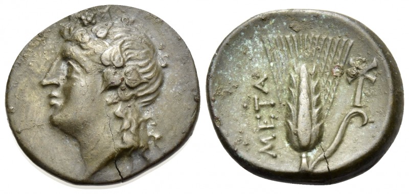 LUCANIA. Metapontum. Circa 300-250 BC. Chalkous (Bronze, 16.5 mm, 2.72 g, 1 h). ...