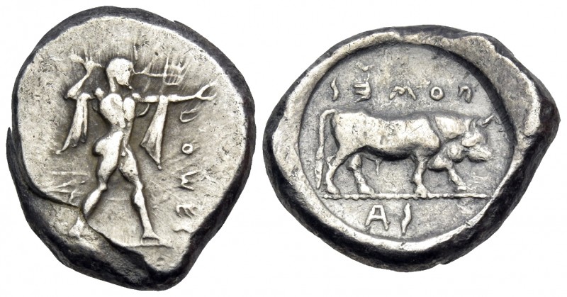 LUCANIA. Poseidonia. Circa 470-445 BC. Stater (Silver, 19 mm, 8.00 g, 4 h). ΠΟΜΕ...