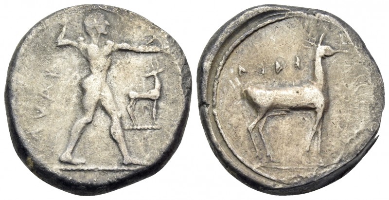 BRUTTIUM. Kaulonia. Circa 475-425 BC. Stater (Silver, 19 mm, 7.17 g, 6 h). ΚΑVΛ ...