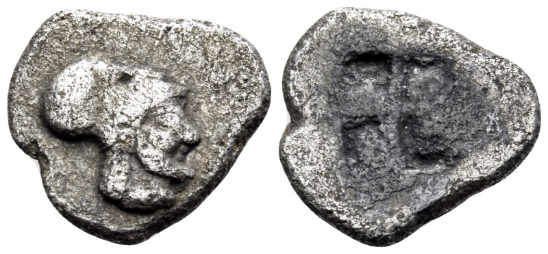 MACEDON. Aineia. Circa 510-480 BC. Diobol (Silver, 12 mm, 1.32 g). Archaic-style...
