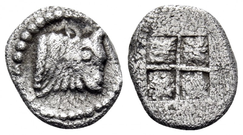MACEDON. Akanthos. Circa 500-470 BC. Hemiobol (Silver, 9 mm, 0.36 g). Bull's pro...