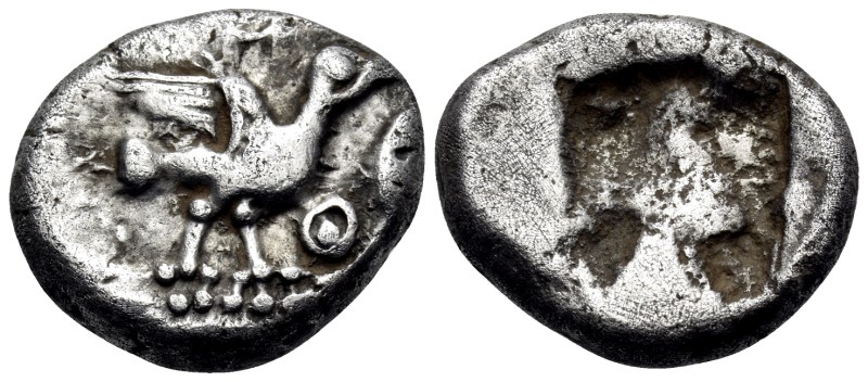 MACEDON. Eion. Circa 480-470 BC. Drachm (Silver, 15 mm, 4.06 g). Two geese, one ...