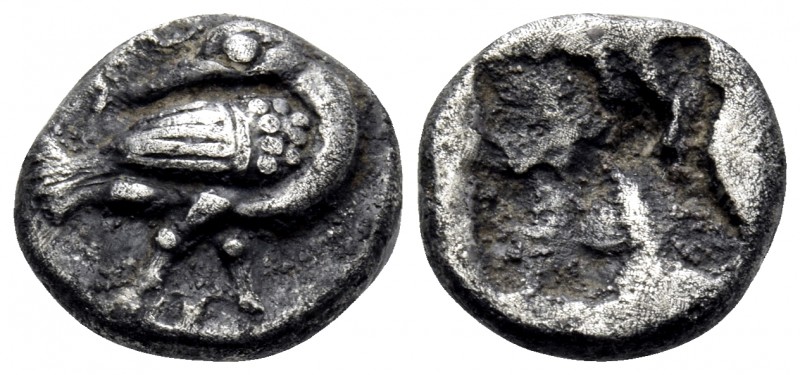 MACEDON. Eion. Circa 480-470 BC. Diobol (Silver, 10 mm, 0.98 g). Goose standing ...