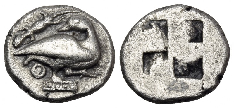 MACEDON. Eion. Circa 470-460 BC. Diobol (Silver, 11 mm, 1.21 g). Goose standing ...