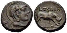 MACEDON. Thessalonica. Circa 187-168/7 BC. (Bronze, 17 mm, 6.50 g, 12 h). Head of Athena Parthenos to right, wearing crested Attic helmet. Rev. ΘΕΣΣΑΛ...