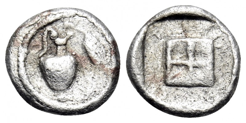 MACEDON. Terone. Late 5th century BC. Hemiobol (Silver, 7 mm, 0.29 g, 2 h). Oino...