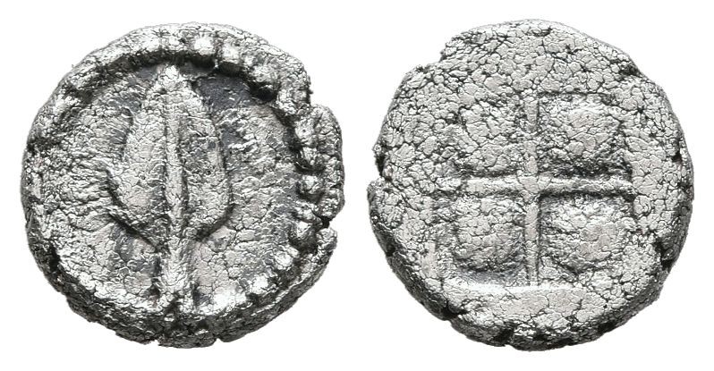 KINGS OF MACEDON. Alexander I, 498-454 BC. Hemiobol (Silver, 8 mm, 0.45 g), Aiga...