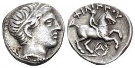 KINGS OF MACEDON. Philip II, 359-336 BC. 1/5 Tetradrachm (Silver, 14 mm, 2.57 g, 9 h), struck posthumously under Philip III Arrhidaios, Amphipolis, ci...