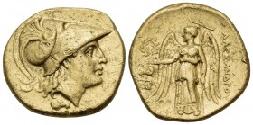 KINGS OF MACEDON. Alexander III ‘the Great’, 336-323 BC. Stater (Gold, 19 mm, 8.60 g, 3 h), Magnesia ad Maeandrum, circa 325-323. Head of Athena to ri...