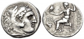 KINGS OF MACEDON. Alexander III ‘the Great’, 336-323 BC. Drachm (Silver, 18.5 mm, 4.23 g, 1 h), Chios, circa 290-275. Head of Herakles to right, weari...