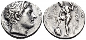 KINGS OF MACEDON. Demetrios I Poliorketes, 306-283 BC. Tetradrachm (Silver, 27 mm, 17.17 g, 1 h), Pella, c. 291-290. Diademed head of Demetrios to rig...