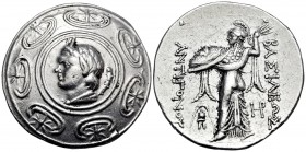 KINGS OF MACEDON. Antigonos II Gonatas, 277/6-239 BC. Tetradrachm (Silver, 31.5 mm, 17.11 g, 5 h), Amphipolis, c. 271-239. Horned head of Pan to left,...