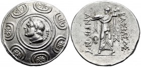 KINGS OF MACEDON. Antigonos II Gonatas, 277/6-239 BC. Tetradrachm (Silver, 32 mm, 17.00 g, 11 h), Amphipolis, circa 274/1-260/55. Horned head of Pan t...