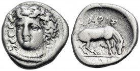 THESSALY. Larissa. Circa 356-342 BC. Hemidrachm (Silver, 20.5 mm, 2.78 g, 10 h). Head of the nymph Larissa facing, turned slightly to the left, wearin...