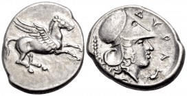 ILLYRIA. Dyrrhachion. Circa 344-300 BC. Stater (Silver, 21.5 mm, 8.43 g). Δ Pegasus flying right with straight wings. Rev. ΔΥΡΑ Head of Athena to righ...