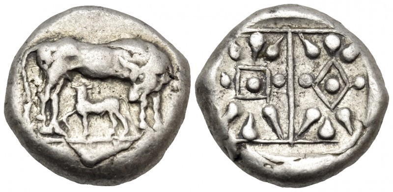 KORKYRA. Korkyra. Circa 510-480 BC. Stater (Silver, 18 mm, 11.08 g). Cow standin...
