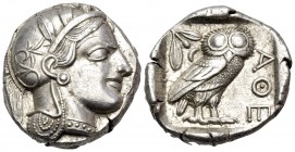 ATTICA. Athens. Circa 449-404 BC. Tetradrachm (Silver, 24 mm, 17.19 g, 10 h), c. 430s. Head of Athena to right, wearing crested Attic helmet with palm...