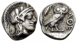ATTICA. Athens. Circa 454-404 BC. Obol (Silver, 10 mm, 0.64 g, 12 h), c. 430s. Helmeted head of Athena to right. Rev. AΘE Owl standing right, head fac...
