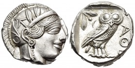 ATTICA. Athens. Circa 449-404 BC. Tetradrachm (Silver, 23.5 mm, 17.22 g, 1 h), c. 430s-420s. Head of Athena to right, wearing crested Attic helmet wit...