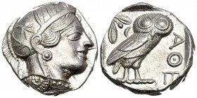 ATTICA. Athens. Circa 449-404 BC. Tetradrachm (Silver, 22.5 mm, 17.26 g, 3 h), c. 430s. Head of Athena to right, wearing crested Attic helmet with pal...