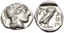 ATTICA. Athens. Circa 449-404 BC. Tetradrachm (Silver, 25.5 mm, 17.21 g, 4 h), early 430s. Head of Athena to right, wearing crested Attic helmet with ...