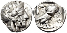 ATTICA. Athens. Circa 449-404 BC. Tetradrachm (Silver, 25 mm, 17.10 g, 8 h), c. 430s-420s. Head of Athena to right, wearing crested Attic helmet with ...