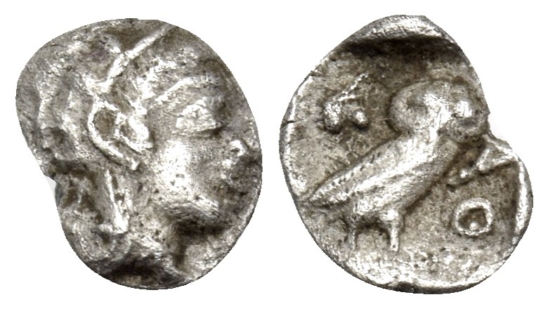 ATTICA. Athens. Circa 454-404 BC. Hemiobol (Silver, 8 mm, 0.29 g, 2 h). Helmeted...