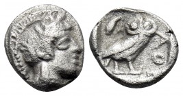 ATTICA. Athens. Circa 454-404 BC. Hemiobol (Silver, 7 mm, 0.33 g, 9 h). Helmeted head of Athena to right. Rev. AΘE Owl standing to right, head facing ...