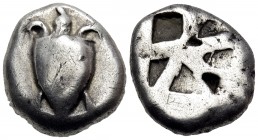 ISLANDS OFF ATTICA, Aegina. Circa 525-480 BC. Stater (Silver, 20.5 mm, 11.90 g), "Small skew" reverse, c. 525-500. Sea turtle, with a line pellets dow...