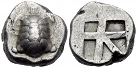 ISLANDS OFF ATTICA, Aegina. Circa 456/45-431 BC. Stater (Silver, 19 mm, 12.26 g). Land tortoise with segmented shell. Rev. Incuse square with a skew p...