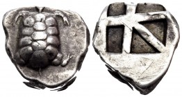 ISLANDS OFF ATTICA, Aegina. Circa 456/45-431 BC. Stater (Silver, 18 mm, 12.29 g), c. 445/4-430. Land tortoise with segmented shell. Rev. Incuse square...