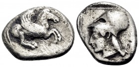 CORINTHIA. Corinth. Circa 500-450 BC. Drachm (Silver, 15 mm, 2.32 g, 10 h), c. 470s. Ϙ Pegasos with curved wings, flying to right. Rev. Head of Aphrod...
