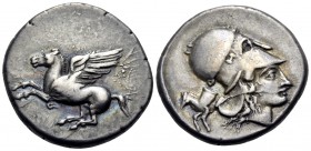 CORINTHIA. Corinth. Circa 400-375 BC. Stater (Silver, 21.5 mm, 8.47 g, 6 h). Ϙ Pegasos with straight wings, flying to left. Rev. Head of Aphrodite to ...