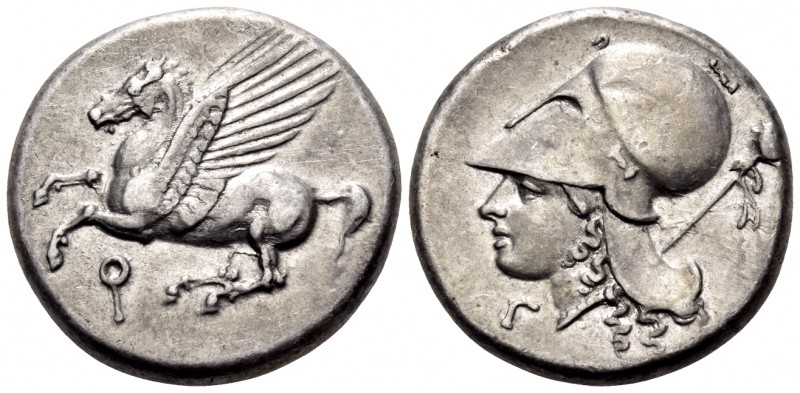 CORINTHIA. Corinth. Circa 375-300 BC. Stater (Silver, 20 mm, 8.58 g, 9 h). Pegas...