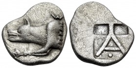 ARGOLIS. Argos. Circa 480/70-440/30 BC. Triobol (Silver, 16 mm, 2.78 g, 12 h), c. 480s-470s. Forepart of wolf at bay to left, with both legs parallel ...