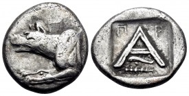 ARGOLIS. Argos. Circa 330-270 BC. Triobol (Silver, 14.5 mm, 2.55 g, 3 h). Forepart of wolf at bay to left. Rev. Large Α with Π Ρ to left and right; be...