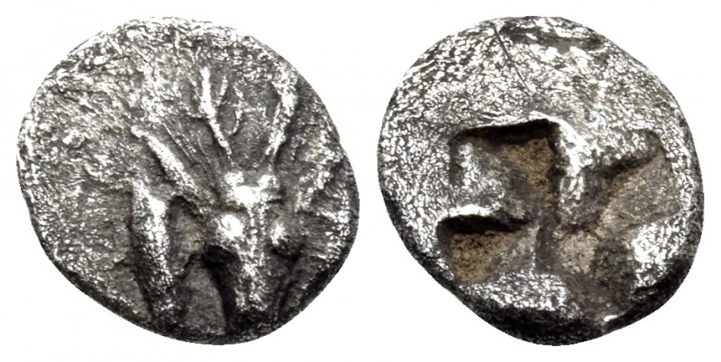 MYSIA. Kyzikos. Circa 550-500 BC. Hemiobol (Silver, 8.5 mm, 0.41 g). Facing stag...