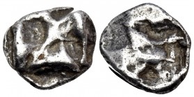 MYSIA. Uncertain mint (Parion?). 5th century BC. Drachm (Silver, 15.5 mm, 3.85 g). Uncertain, irregular design in relief. Rev. Rough, quadripartite in...