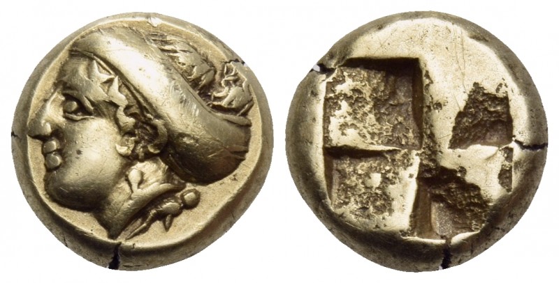 IONIA. Phokaia. Circa 387-326 BC. Hekte (Electrum, 10 mm, 2.56 g). Female head t...