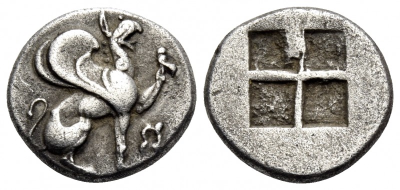 IONIA. Teos. Circa 460-420 BC. Trihemiobol (Silver, 11 mm, 1.37 g). Griffin seat...