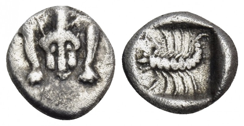 CARIA. Mylasa. Circa 450-400 BC. Hemiobol (Silver, 7.5 mm, 0.44 g, 9 h). Forepar...