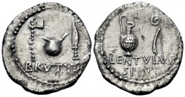 Brutus with P. Cornelius Lentulus Spinther, early 42 BC. Denarius (Silver, 20.5 mm, 3.75 g, 12 h), military mint travelling with Brutus, probably at S...
