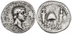 The Republicans. Brutus, Late summer-autumn 42 BC. Denarius (Silver, 19 mm, 2.88 g, 12 h), military mint travelling with Brutus and Cassius in western...