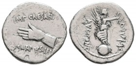 The Triumvirs. Octavian, autumn 32-summer 31 BC. Denarius (Silver, 20.5 mm, 3.35 g, 11 h), Cyrene, under the moneyer L. Pinarius Scarpus, autumn 31 BC...
