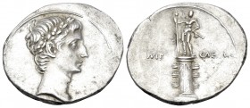 Octavian, autumn 30 - summer 29 BC. Denarius (Silver, 20 mm, 3.76 g, 1 h), Brundisium or Rome. Laureate head of Octavian to right. Rev. IMP - CAESAR R...