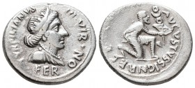 Augustus, 27 BC-AD 14. Denarius (Silver, 21 mm, 3.74 g, 12 h), struck under the moneyer P. Petronius Turpilianus, Rome, 19-18 BC. TVRPILIANVS III VIR ...