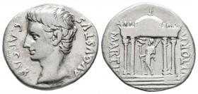 Augustus, 27 BC-AD 14. Denarius (Silver, 20 mm, 3.47 g, 5 h), uncertain Iberian mint, possibly Colonia Caesaraugusta, c. 19-18 BC. CAESAR AVGVSTVS Bar...