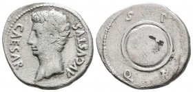 Augustus, 27 BC-AD 14. Denarius (Silver, 21 mm, 3.56 g, 5 h), uncertain Iberian mint, possibly Colonia Caesaraugusta, 19-18 BC. AVGVSTVS CAESAR Bare h...